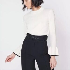 Veronica Beard Cashmere Mar Bell Sleeve Mock Neck Crew Sweater Size Large